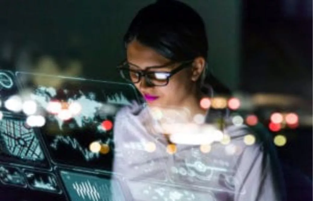Woman reviewing data