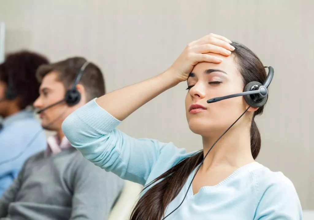 Stressed call center agent 