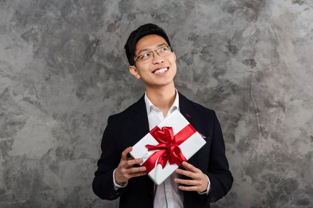 Man holding a present