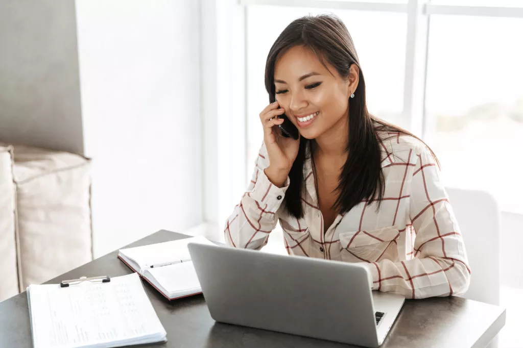 Woman working remotely
