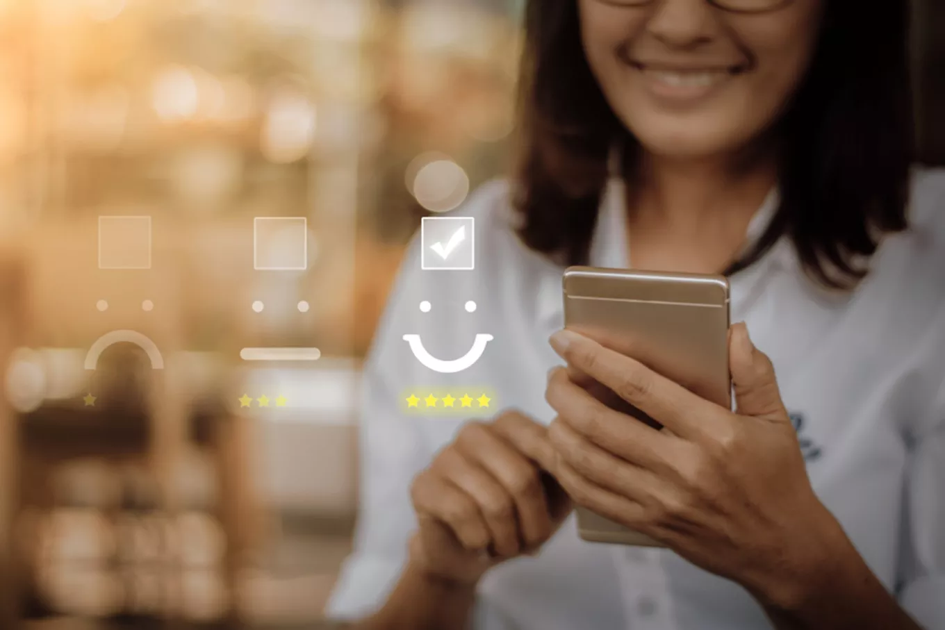 woman holding phone