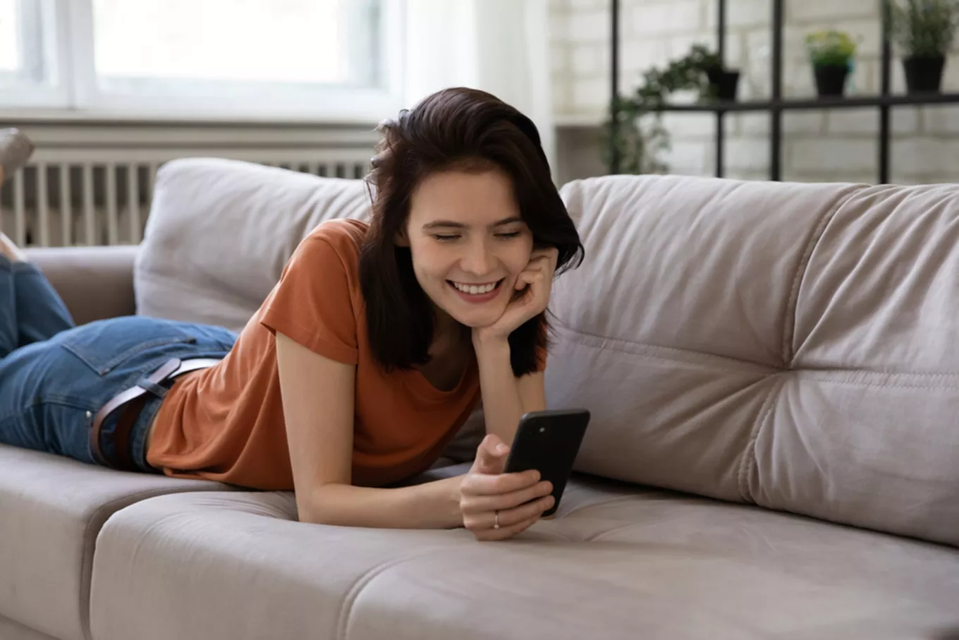woman holding phone 